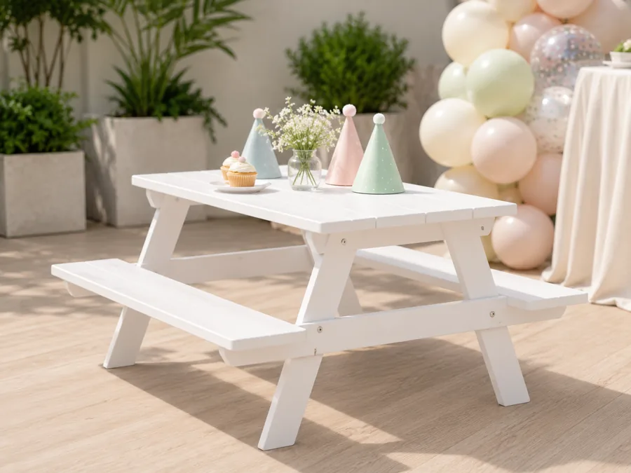 Mesa de picnic infantil blanca para fiestas — renta en Pompano Beach, FL