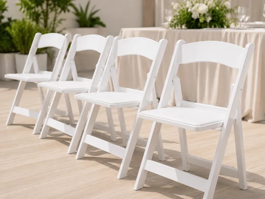 Sillas plegables blancas para eventos — renta en Pompano Beach, FL
